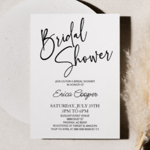 ミニマミニマルリスト白黒ブライダルシャワー 招待状