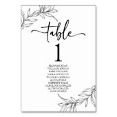 ミニマミニマルリスト白黒ブランチ結婚リーフ テーブルナンバー (裏面)