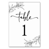 ミニマミニマルリスト白黒ブランチ結婚リーフ テーブルナンバー (裏面)