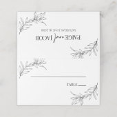 ミニマミニマルリスト白黒ブランチ結婚リーフ プレイスカード (外部開封)