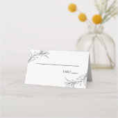ミニマミニマルリスト白黒ブランチ結婚リーフ プレイスカード (正面)