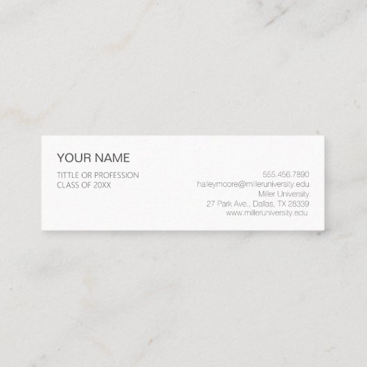 ミニマムでシンプルな名刺　ビジネスカード　コーヒー スキニー名刺 (裏面)