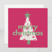 ミニマメリーモダンリストのピンクのクリスマスカード (正面/裏面)