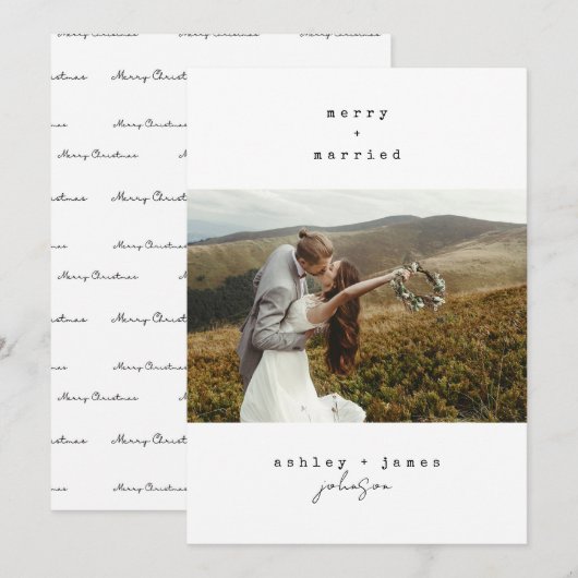 ミニマメリーリストと結婚したクリスマスフォト シーズンカード (正面/裏面)