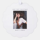 ミニマメリーリストと結婚したフォトホリデー オーナメントカード (正面)