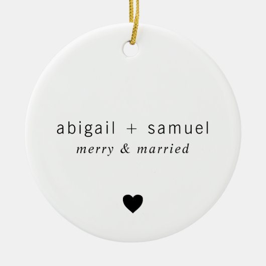 ミニマメリーリスト結婚したハート新着写真 セラミックオーナメント (正面)