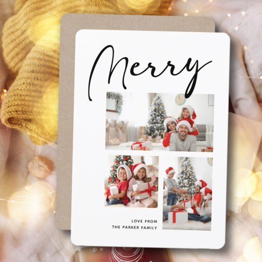 ミニマメリーリスト |クリスマス3枚のフォトコラージュ シーズンカード