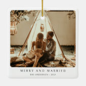 ミニマメリーリ結婚したアル・カップル写真 セラミックオーナメント (裏面)