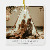 ミニマメリーリ結婚したアル・カップル写真 セラミックオーナメント (正面)