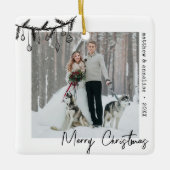 ミニマメリール結婚したタイプライター写真 セラミックオーナメント (正面)