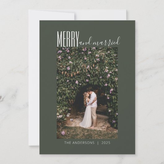 ミニマメリー結婚した結婚リストの写真ダークグリーン シーズンカード (正面)