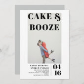 ミニマモダンはっきりしたリストのケーキは写真をブーゼ結婚ン 招待状 (正面/裏面)