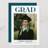 ミニマモダンはっきりしたリストの卒業のお知らせグリーン 招待状 (正面/裏面)