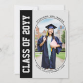 ミニマモダンはっきりしたリストの卒業写真卒業 招待状 (裏面)