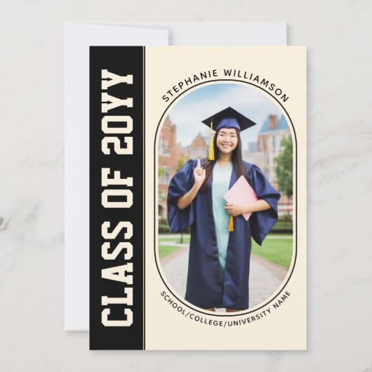 ミニマモダンはっきりしたリストの卒業写真卒業 招待状 (裏面)