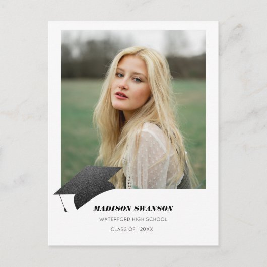ミニマモダンはっきりしたリストの卒業発表キャップ ポストカード (正面)