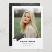 ミニマモダンはっきりしたリストの卒業発表キャップ 招待状 (正面/裏面)