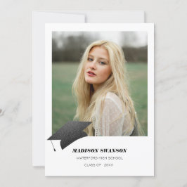 ミニマモダンはっきりしたリストの卒業発表キャップ 招待状