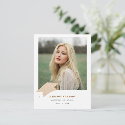 ミニマモダンはっきりしたリストの卒業発表ゴールデン ポストカード (スタンド正面)