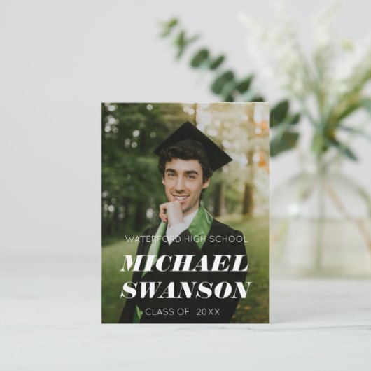 ミニマモダンはっきりしたリストの卒業発表 ポストカード (スタンド正面)