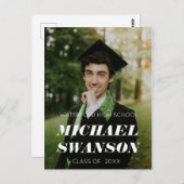 ミニマモダンはっきりしたリストの卒業発表 ポストカード (正面/裏面)