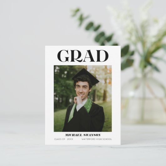 ミニマモダンはっきりしたリストの卒業発表 ポストカード (スタンド正面)