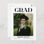 ミニマモダンはっきりしたリストの卒業発表 ポストカード (正面/裏面)