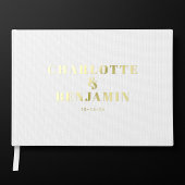 ミニマモダンはっきりしたリスト白金ゴールド結婚ズ ゲストブック