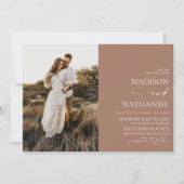 ミニマモダンエレガントリストのモカ・ムース結婚ズ 招待状 (正面)