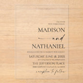 ミニマモダンエレガントリストの白結婚黒 アクリル招待状 (正面)