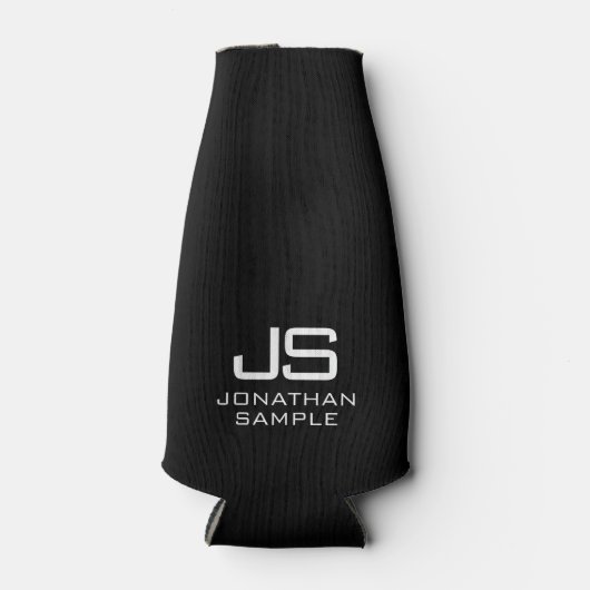 ミニマモダンエレガントリストの白黒モノグラム ボトルクーラー (正面)