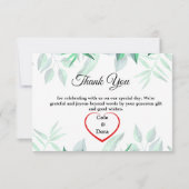 ミニマモダンエレガントリストの緑の水の色 サンキューカード (裏面)
