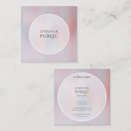 ミニマモダンエレガントリストテンプレートトレンディー スクエア名刺 (正面/裏面)