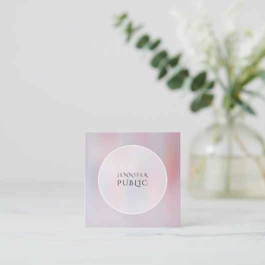 ミニマモダンエレガントリストテンプレートトレンディー スクエア名刺 (スタンド正面)