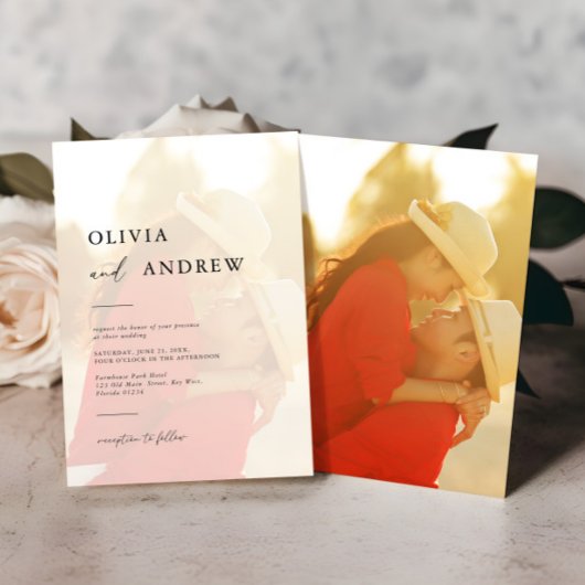 ミニマモダンエレガントリスト写真結婚式招待状 招待状