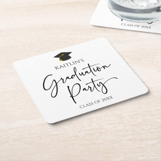 ミニマモダンエレガントリスト卒業党 スクエアペーパーコースター (アングル)