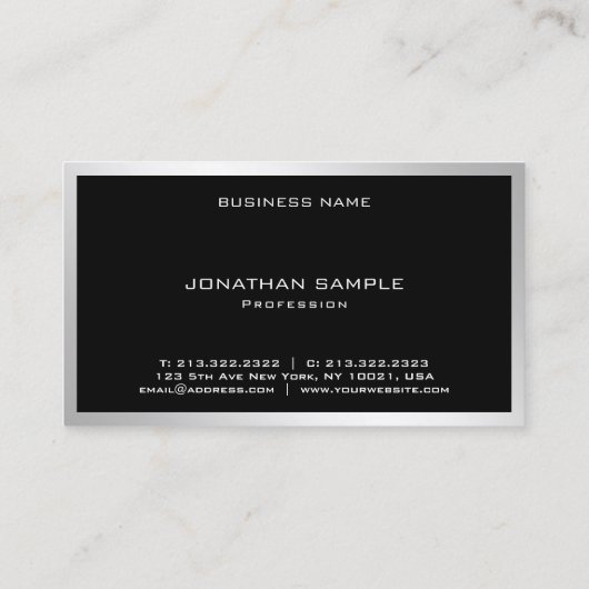 ミニマモダンエレガントリスト銀プロフェッショナル 名刺 (裏面)