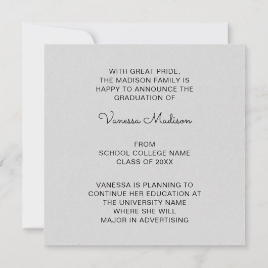 ミニマモダンエレガントリスト1写真 |卒業アン 案内状 (裏面)