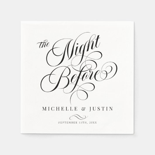 ミニマモダンエレガントリスト・リハーサル・ディナー スタンダードカクテルナプキン (正面)