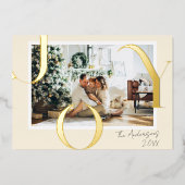 ミニマモダンエレガントリストJOYクリスマスフォト 箔シーズンカード (正面)