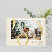 ミニマモダンエレガントリストJOYクリスマスフォト 箔シーズンカード (立ち正面)