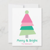 ミニマモダンカラフルリストのピンクと緑の木 シーズンカード (正面)