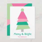 ミニマモダンカラフルリストのピンクと緑の木 シーズンカード
