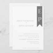 ミニマモダンコンテンポラリーリスト・モノグラム結婚ズ 招待状 (正面/裏面)