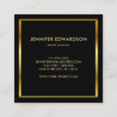 ミニマモダンシンプルリスト黒金ゴールドプロフェッショナル スクエア名刺 (裏面)