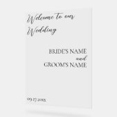 ミニマモダンシンプル結婚リスト歓迎 アクリルサイン (傾斜)