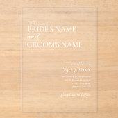 ミニマモダンシンプル結婚リスト澄んの アクリル招待状 (正面)