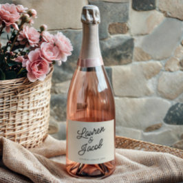 ミニマモダンミニマルリストのチャンパ結婚ーニュ スパークリングワインラベル