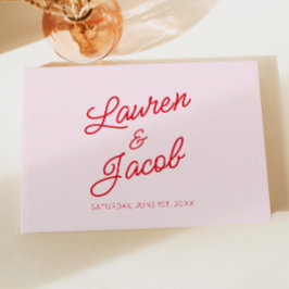 ミニマモダンミニマルリストのピンクと赤結婚の ゲストブック