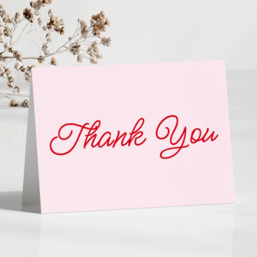 ミニマモダンミニマルリストのピンクと赤結婚の サンキューカード